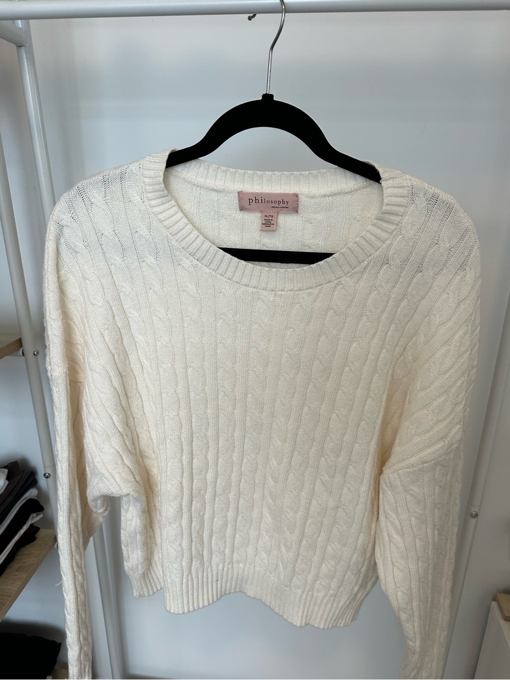 Ivory Cable-Knit Crewneck Sweater - Philosophy